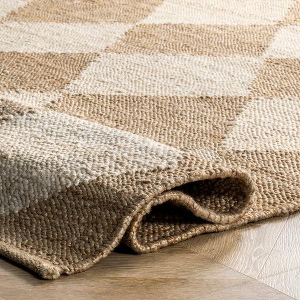 Nuloom Louie Diamond Checkerboard Jute Area Rug Natural