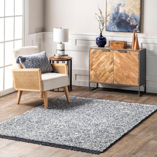 Nuloom Luana Abstract Speckled Fringe Area Rug Blue