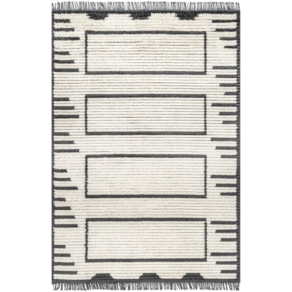 nuloom Lucia Scrolling Panels Fringed Area Rug Beige
