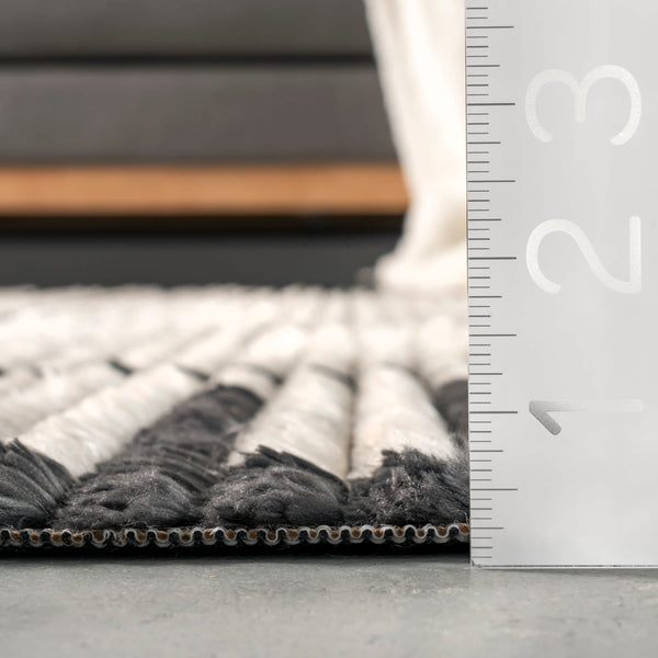 Nuloom Lucia Scrolling Panels Fringed Area Rug Beige