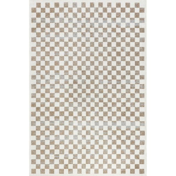 nuloom Lulie Checkered Machine Washable Area Rug Beige