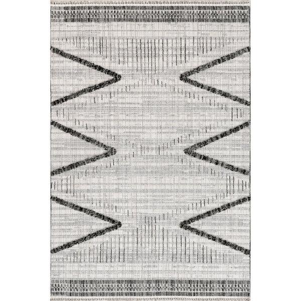 nuloom Lyla Modern Geometric Tassel Area Rug Light Gray