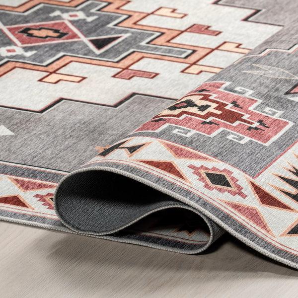 Nuloom Lynx Southwestern Stain-Resistant Machine Washable Area Rug Gray