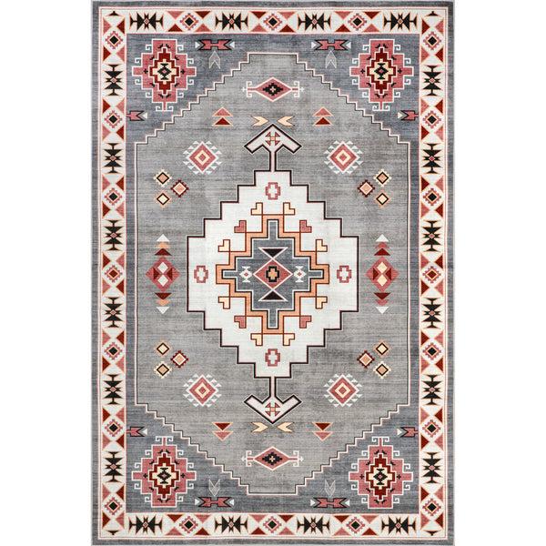 nuloom Lynx Southwestern Stain-Resistant Machine Washable Area Rug Gray