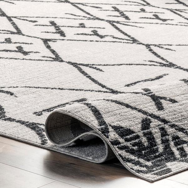 Nuloom Machine Washable Tribal Trellis Area Rug Gray