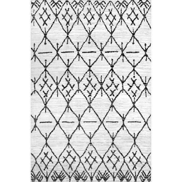 nuloom Machine Washable Tribal Trellis Area Rug Gray