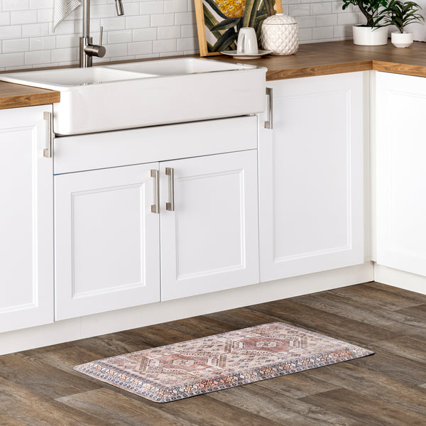 Nuloom Mae Tribal Motif Kitchen Or Laundry Comfort Mat Peach