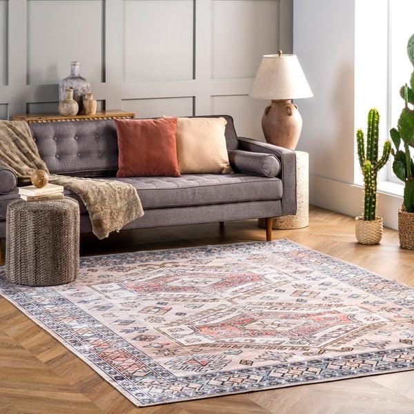 Nuloom Mae Tribal Motif Machine Washable Area Rug Peach