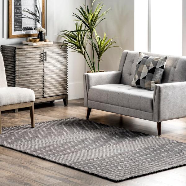 Nuloom Maggie Hand Tufted Wool Polka Dot Stripe Area Rug Gray