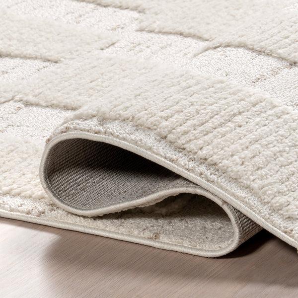 Nuloom Magnolia High-Low Geometric Tasseled Area Rug Light Beige