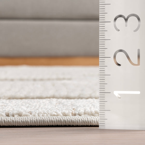 Nuloom Magnolia High-Low Geometric Tasseled Area Rug Light Beige