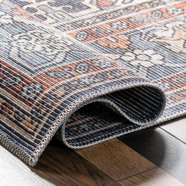 Nuloom Maire Traditional Medallion Machine Washable Area Rug Blue