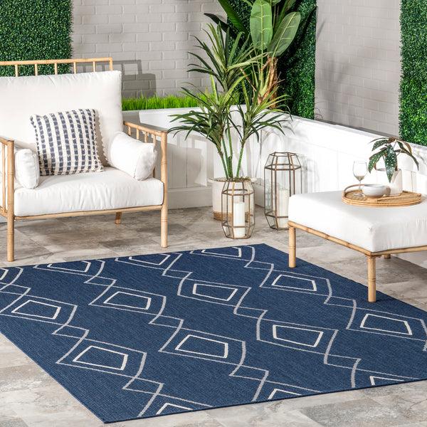 Nuloom Mallie Moroccan Striped Indoor/Outdoor Area Rug Navy