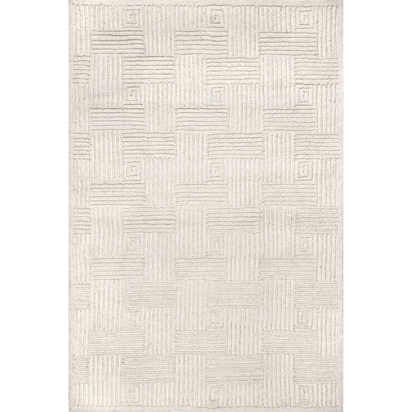nuloom Mallory Hand Hooked Wool Geometric High Low Textured Area Rug Ivory