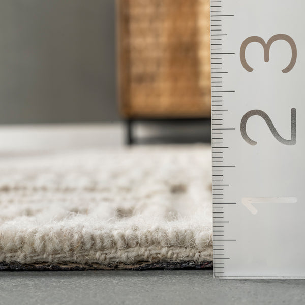 Nuloom Mallory Hand Hooked Wool Geometric High Low Textured Area Rug Ivory