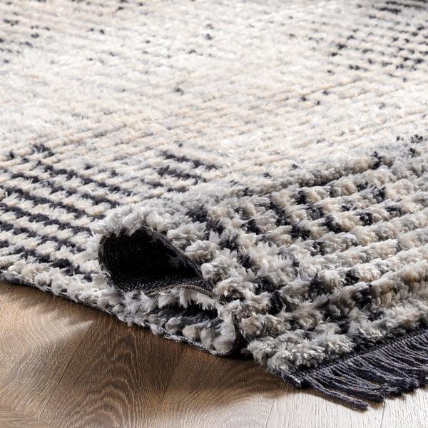 Nuloom Mandi Soft Shag Abstract Fringe Area Rug Grey