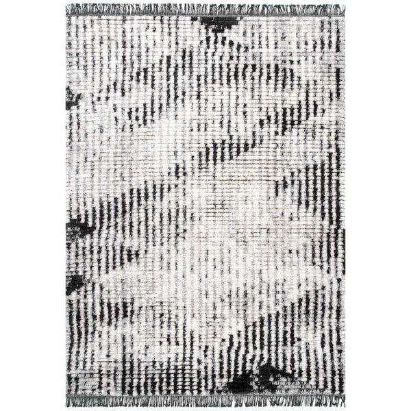 nuloom Mandi Soft Shag Abstract Fringe Area Rug Grey