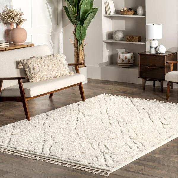 Nuloom Mandie Transitional Moroccan Tasseled Area Rug Beige