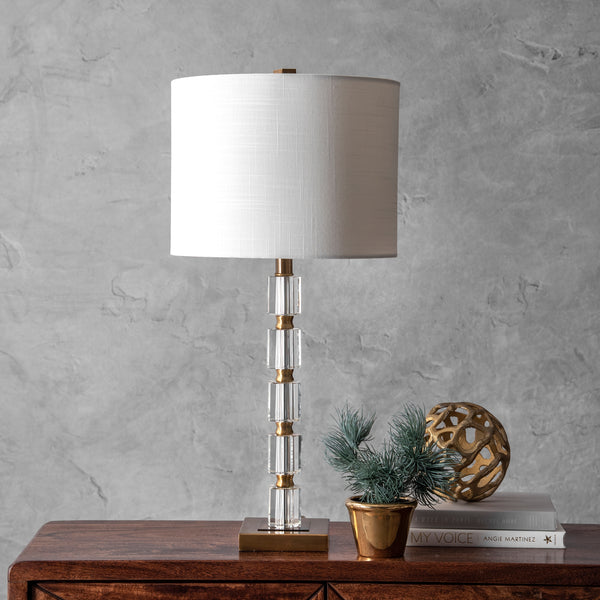 Nuloom Manhattan 29" Crystal Bamboo Pole Table Lamp Brass