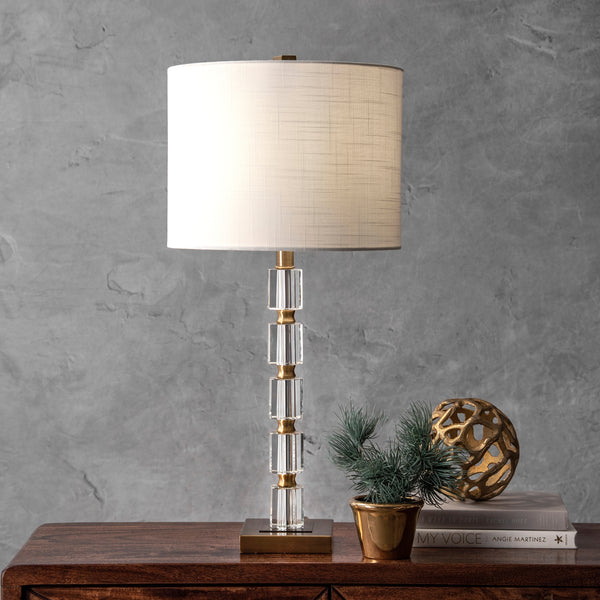 Nuloom Manhattan 29" Crystal Bamboo Pole Table Lamp Brass