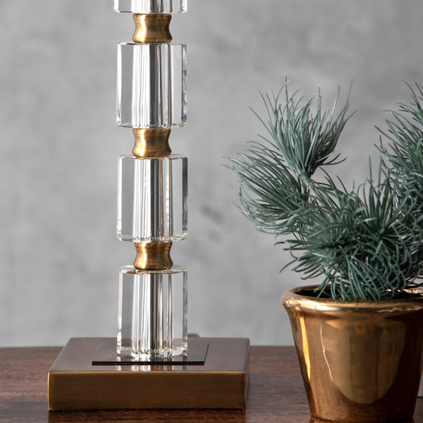 Nuloom Manhattan 29" Crystal Bamboo Pole Table Lamp Brass