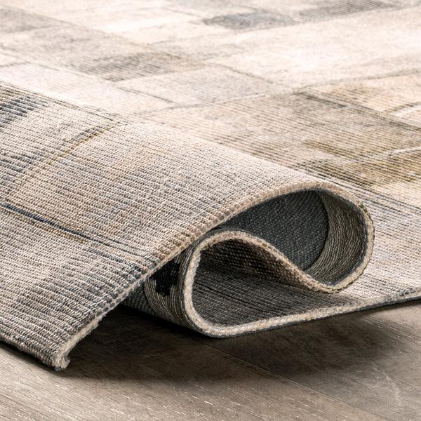 Nuloom Manon Abstract Blocks Cotton Blend Area Rug Gray