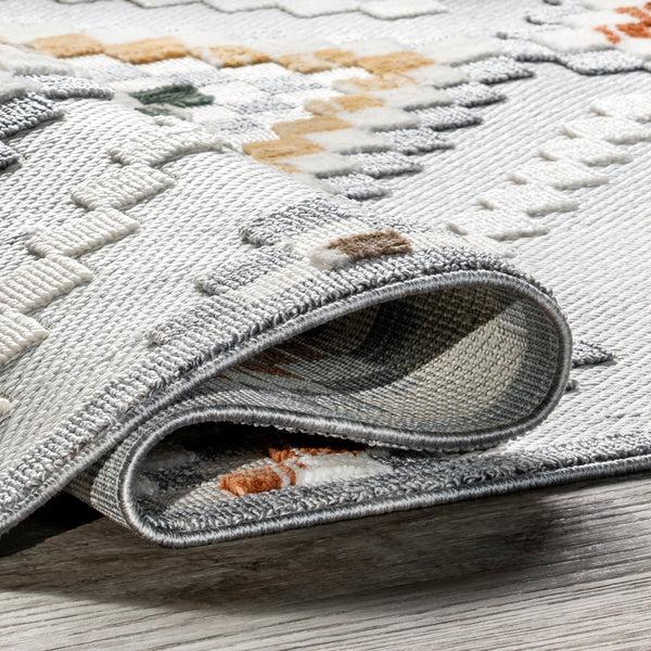 Nuloom Marceline Colorful Modern Diamond Fringe Area Rug Light Gray