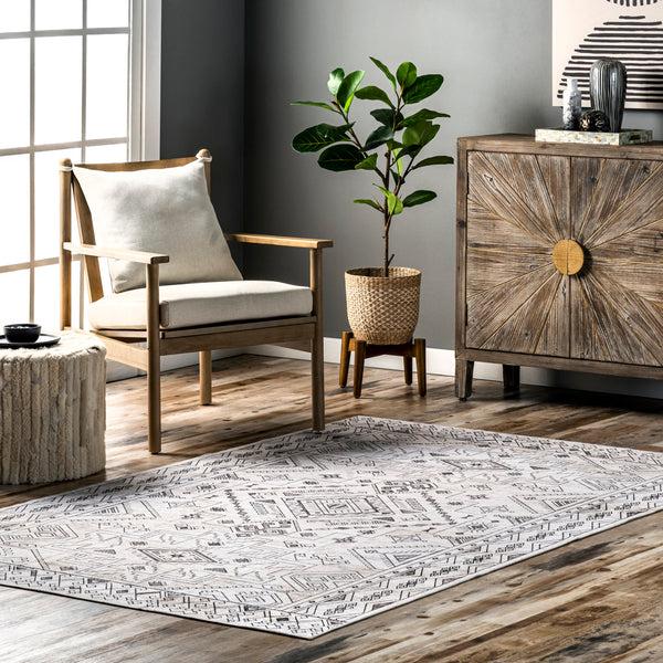 Nuloom Marley Geometric Bordered Area Rug Light Gray