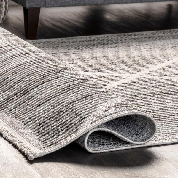 Nuloom Marna Triangular Knotted Tasseled Area Rug Light Gray
