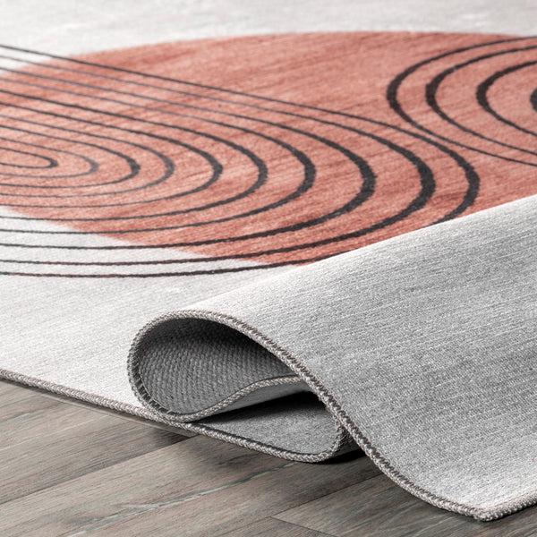 Nuloom Martine Abstract Sun Machine Washable Area Rug Burnt Orange