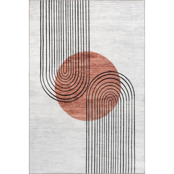 nuloom Martine Abstract Sun Machine Washable Area Rug Burnt Orange