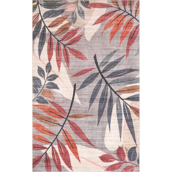 nuloom Mayra Tropical Leaves Machine Washable Indoor/Outdoor Area Rug Red