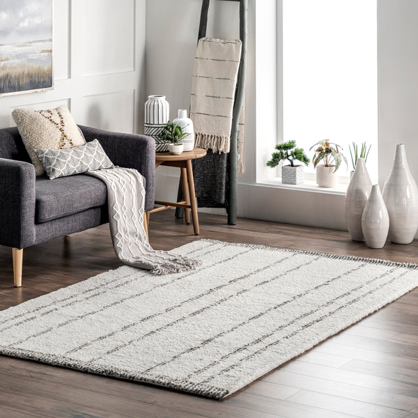 Nuloom Mazie Handmade Pinstripe Modern Area Rug Ivory
