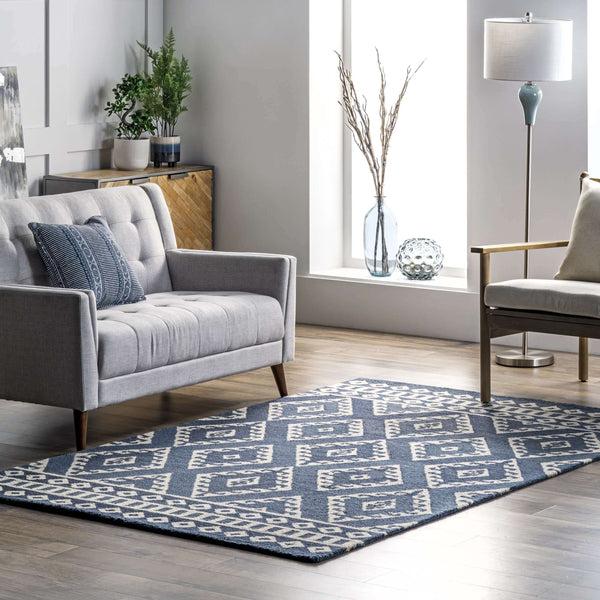 Nuloom Meadow Hand Tufted Wool Tribal Geometric Area Rug Blue