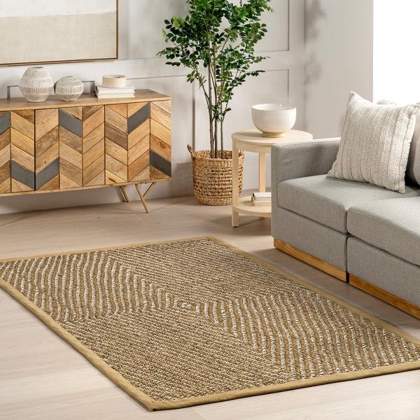 Nuloom Meara Geometric Striped Seagrass Area Rug Beige