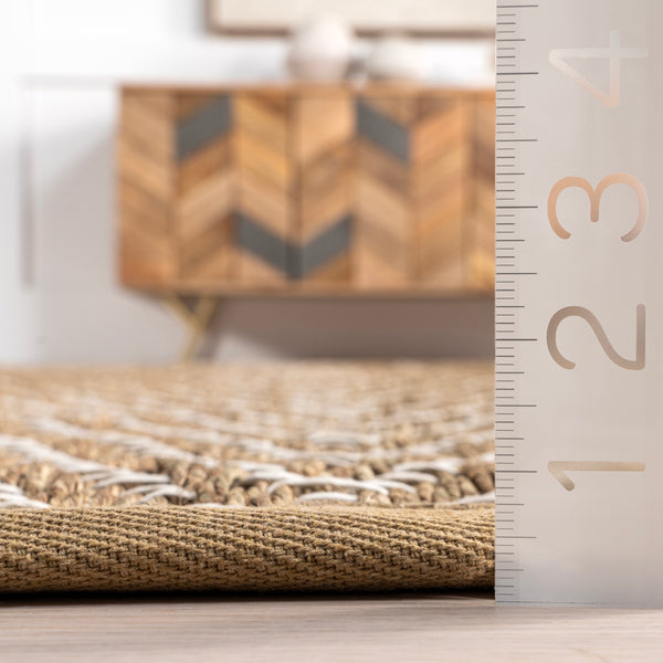 Nuloom Meara Geometric Striped Seagrass Area Rug Beige