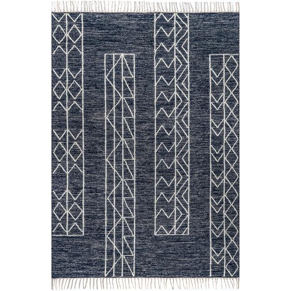 nuloom Melley Bohemian Tribal Banded Tasseld Area Rug Blue