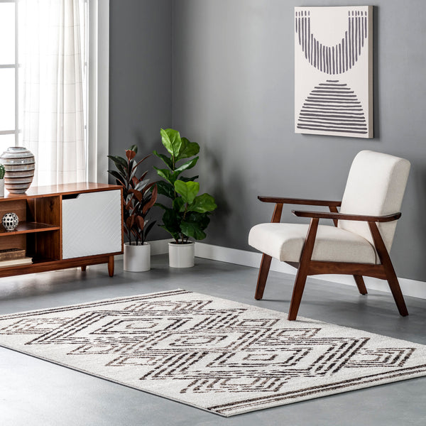 Nuloom Merri Distressed Geometric Cotton Blend Area Rug Beige