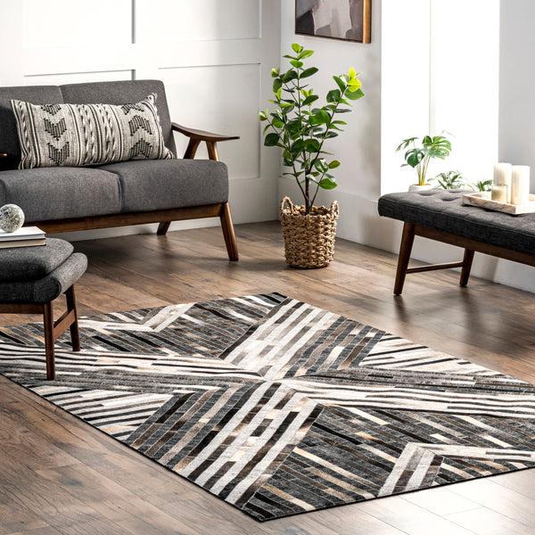 Nuloom Mikah Leather Modern Centerpiece Area Rug Gray
