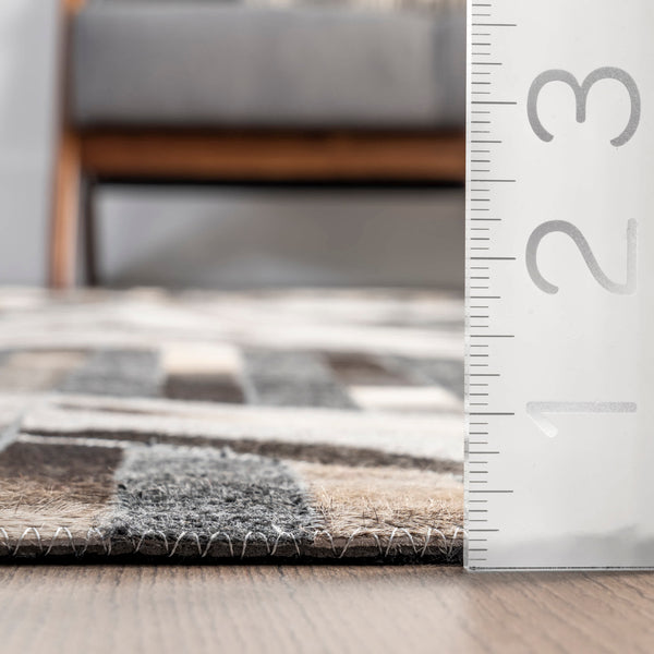 Nuloom Mikah Leather Modern Centerpiece Area Rug Gray