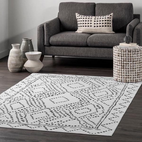 Nuloom Mila Machine Washable Diamond Trellis Area Rug Ivory
