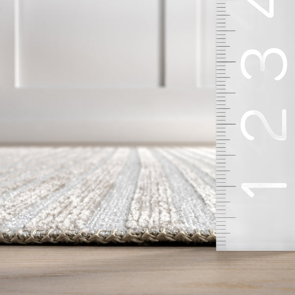 Nuloom Millicent Striped Machine Washable Area Rug Taupe