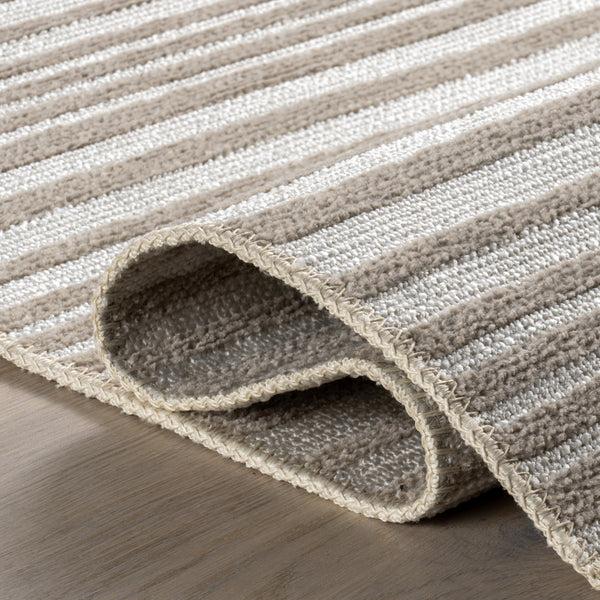 Nuloom Millicent Striped Machine Washable Area Rug Taupe