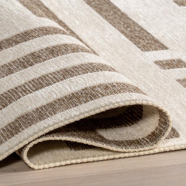 Nuloom Mina Modern Stripes Reversible Machine Washable Area Rug Beige