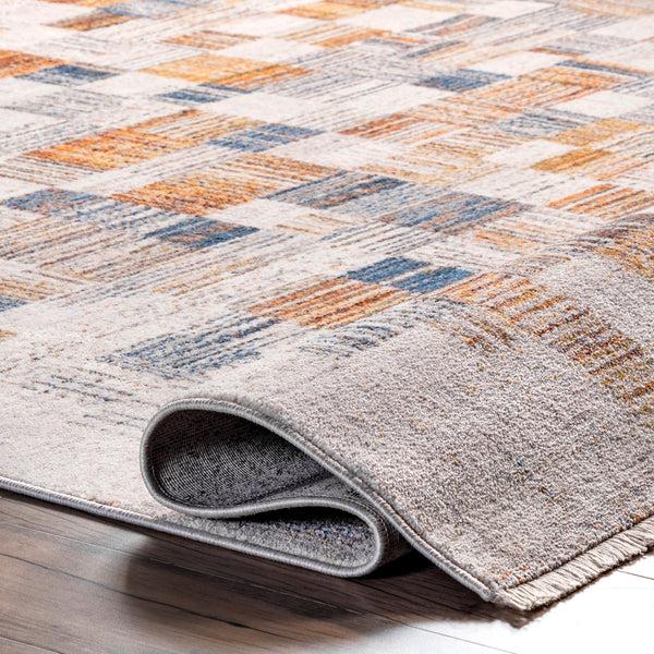 Nuloom Mindy Faded Contemporary Tiles Fringe Area Rug Beige