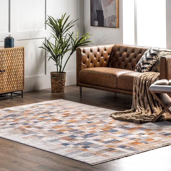 Nuloom Mindy Faded Contemporary Tiles Fringe Area Rug Beige