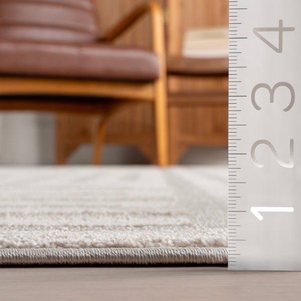 Nuloom Mireya Geometric Maze Machine Washable Area Rug Cream
