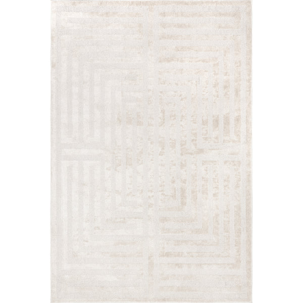 nuloom Mireya Geometric Maze Machine Washable Area Rug Cream