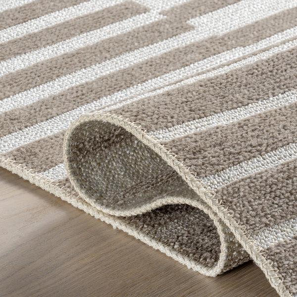Nuloom Mirielle Striped Machine Washable Area Rug Taupe