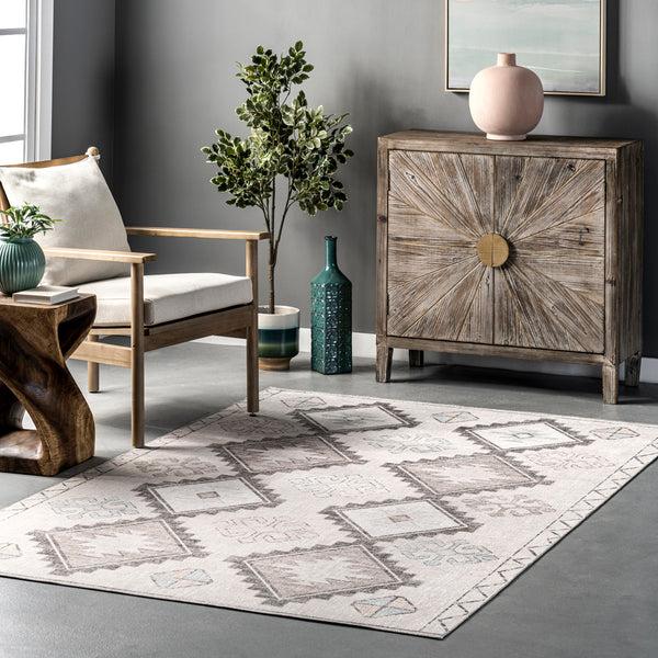 Nuloom Misha Southwestern Diamond Machine Washable Area Rug Khaki